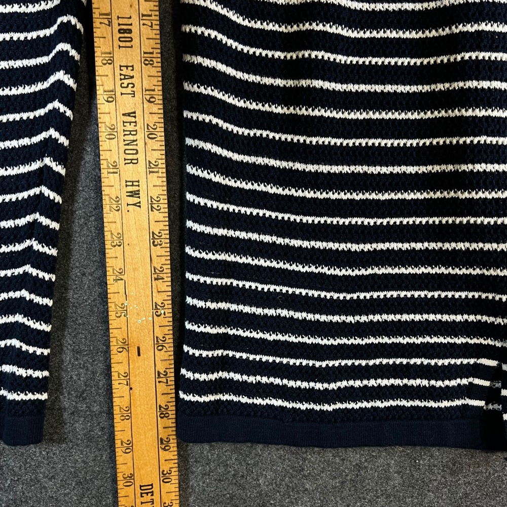 Pact Organic Cotton Linen Knit Striped Wide Leg Lounge Pants Navy White Medium - Picture 6 of 10